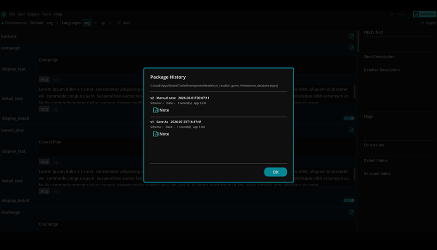 SchemaStudio data entry view